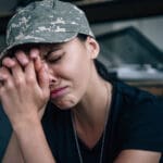 Young female veteran with anxiety