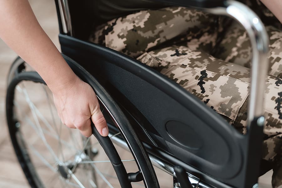 Female veteran in a wheelchair