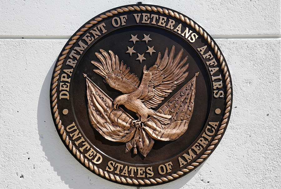 seal for the united states department of veterans affairs on the outside of a building that accepts disability claims appeals